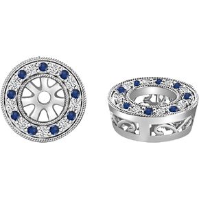 Dazzlingrock Collection 10K Solid White Gold Round Gemstone & White Diamond Filigree Grooved Removable Stud Earring Jackets for Women in Kuwait