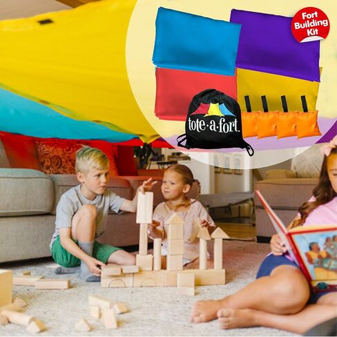 Tote a Fort Starry XL Blanket Fort Building Kit for Kids, 4 Blanket TOTEAFORT Toy, Make a Portable Playhouse, Play Tent Boy and Girl Indoor Outdoor Build Set, STEM Children Toy, Ages 4, 8, 12 + in Saudi Arabia