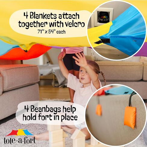 Tote a Fort Starry XL Blanket Fort Building Kit for Kids, 4 Blanket TOTEAFORT Toy, Make a Portable Playhouse, Play Tent Boy and Girl Indoor Outdoor Build Set, STEM Children Toy, Ages 4, 8, 12 + in Saudi Arabia