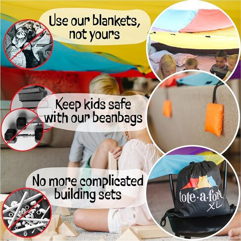 Tote a Fort Starry XL Blanket Fort Building Kit for Kids, 4 Blanket TOTEAFORT Toy, Make a Portable Playhouse, Play Tent Boy and Girl Indoor Outdoor Build Set, STEM Children Toy, Ages 4, 8, 12 + in Saudi Arabia