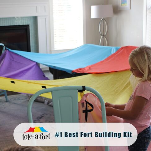 Tote a Fort Starry XL Blanket Fort Building Kit for Kids, 4 Blanket TOTEAFORT Toy, Make a Portable Playhouse, Play Tent Boy and Girl Indoor Outdoor Build Set, STEM Children Toy, Ages 4, 8, 12 + in Saudi Arabia