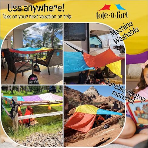 Tote a Fort Starry XL Blanket Fort Building Kit for Kids, 4 Blanket TOTEAFORT Toy, Make a Portable Playhouse, Play Tent Boy and Girl Indoor Outdoor Build Set, STEM Children Toy, Ages 4, 8, 12 + in Saudi Arabia