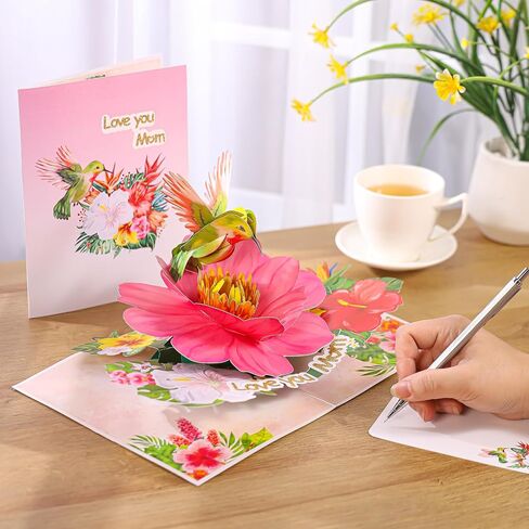 Hummingbird Pop Up Birthday Cards for Women, Beautiful Hummingbird on Flowers, Elegant, Floral 3D Happy Birthday Greeting Cards, Ideal Gift for Mom, Sister, Her, Grandma, Aunt, Daughter, Stepmother in Saudi Arabia