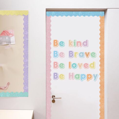 120 Pieces Glitter Bulletin Board Border Scalloped Border Trim Shiny Bulletin Poster Board Border Decoration Colorful Glitter Border Paper for School Classroom Office Party Wall Decor in Kuwait