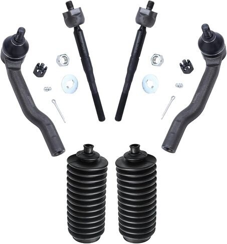 Detroit Axle - 6pc Front Tie Rods Kit for 1999-2004 Chevy Tracker Suzuki Vitara, 4 Inner & Outer Tie Rods 2 Boots 2000 2001 2002 2003 Replacement in Saudi Arabia