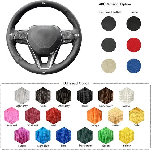 غطاء عجلة القيادة Mewant لـ Toyota Rav4 2019-2024/Camry 2018-2024/Corolla 2020-2024/Avalon 2019-2022 غلاف مقود مقود يدوي in Kuwait