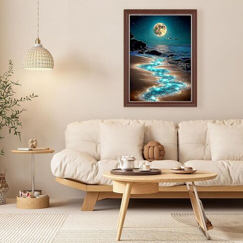 Lxmsja Beach Diamond Art Kits for Adults, Wooden Door DIY Full Drill Diamond Painting Kits for Beginners, 5D Gem Art Crafts for Adults, Home Wall Decor 12x16 inch in Saudi Arabia