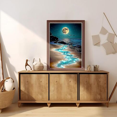 Lxmsja Beach Diamond Art Kits for Adults, Wooden Door DIY Full Drill Diamond Painting Kits for Beginners, 5D Gem Art Crafts for Adults, Home Wall Decor 12x16 inch in Saudi Arabia