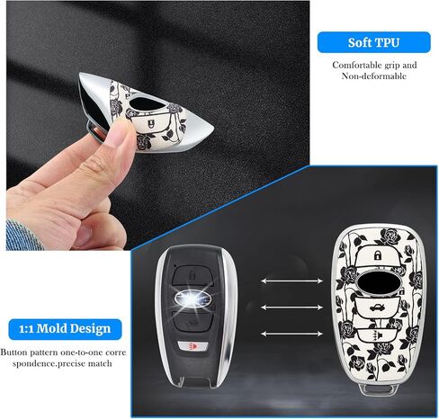 EnerCharge for Subaru key fob cover case,Texture Soft TPU and Leather key case/skin with 4-Buttons in Saudi Arabia