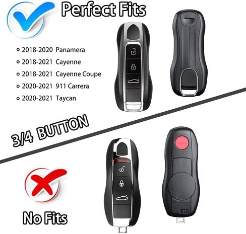 تغطية الحماية من مفاتيح مفتاح ذكي FOB متوافق مع Porsche 911 Cayenne Panamera Taycan 3 Button بدون مفتاح إكسسوارات التحكم عن بُعد (أسود) in Kuwait