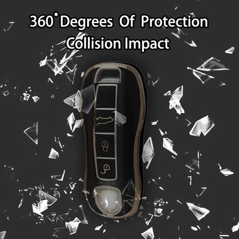 تغطية الحماية من مفاتيح مفتاح ذكي FOB متوافق مع Porsche 911 Cayenne Panamera Taycan 3 Button بدون مفتاح إكسسوارات التحكم عن بُعد (أسود) in Kuwait