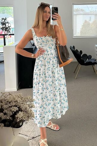 فستان مشد الأزهار النسائي 2025 الصيف بلا أكمام in Kuwait