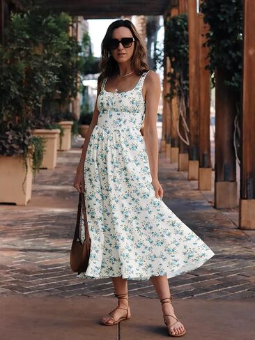 فستان مشد الأزهار النسائي 2025 الصيف بلا أكمام in Kuwait