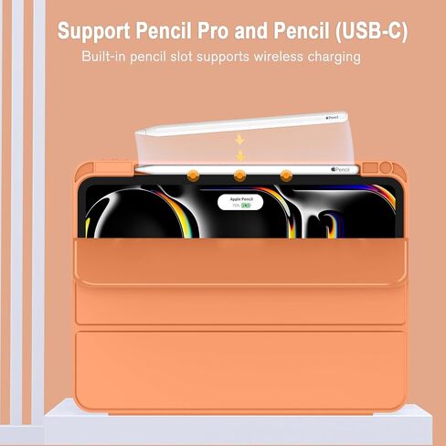 Zryxal 2024 iPad Pro 11 Ing Case M4 (الجيل الخامس) مع حامل قلم رصاص ، وحالة iPad الذكية [دعم Pencil Pro و Pencil (USB-C) ، ودعم معرف اللمس و Auto Wake/Sleep (رمادي فاتح) in Kuwait