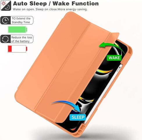 Zryxal 2024 iPad Pro 11 Ing Case M4 (الجيل الخامس) مع حامل قلم رصاص ، وحالة iPad الذكية [دعم Pencil Pro و Pencil (USB-C) ، ودعم معرف اللمس و Auto Wake/Sleep (رمادي فاتح) in Kuwait