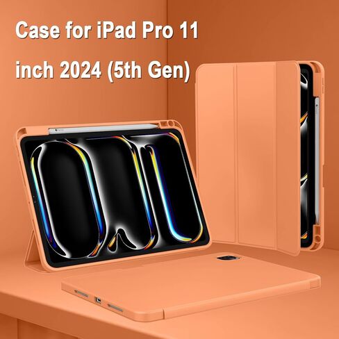 Zryxal 2024 iPad Pro 11 Ing Case M4 (الجيل الخامس) مع حامل قلم رصاص ، وحالة iPad الذكية [دعم Pencil Pro و Pencil (USB-C) ، ودعم معرف اللمس و Auto Wake/Sleep (رمادي فاتح) in Kuwait