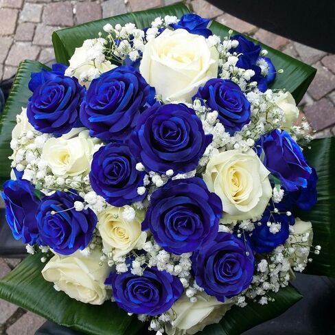 50pcs Artificial Roses Flowers in Bulk,Realistic Silk Fake Rose with Long Stem for Wedding Centerpieces Bouquet Party Floral Arrangement Home Decoration(Royal Blue) in Kuwait