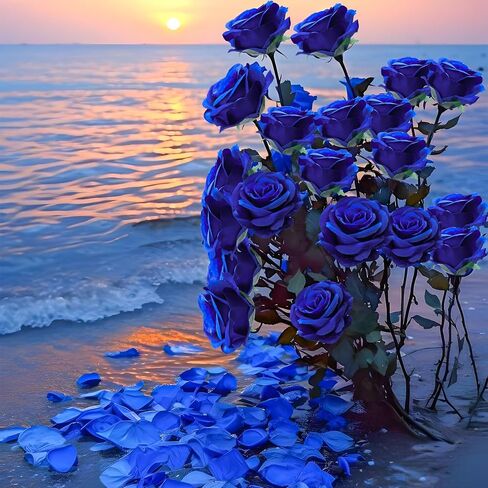 50pcs Artificial Roses Flowers in Bulk,Realistic Silk Fake Rose with Long Stem for Wedding Centerpieces Bouquet Party Floral Arrangement Home Decoration(Royal Blue) in Kuwait