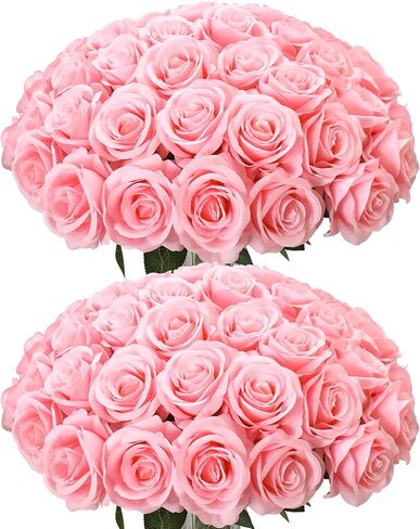 50pcs Artificial Roses Flowers in Bulk,Realistic Silk Fake Rose with Long Stem for Wedding Centerpieces Bouquet Party Floral Arrangement Home Decoration(Royal Blue) in Kuwait