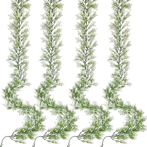 Serwalin 2Pcs 5.9 Ft Babys Breath Garland, 162 Branches White Artificial Baby Breath Flower Vines, Faux Garland Gypsophila Hanging Flower Vines for Wedding Arch Party Table Home Wall Decor in Kuwait