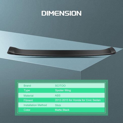 SCITOO Spoiler Wing Fits for 2012-2015 for Honda Civic Sedan Matte Black Rear Trunk Spoiler Wing in Saudi Arabia