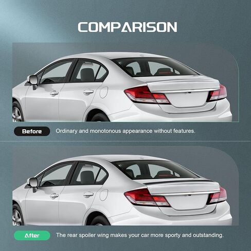 SCITOO Spoiler Wing Fits for 2012-2015 for Honda Civic Sedan Matte Black Rear Trunk Spoiler Wing in Saudi Arabia