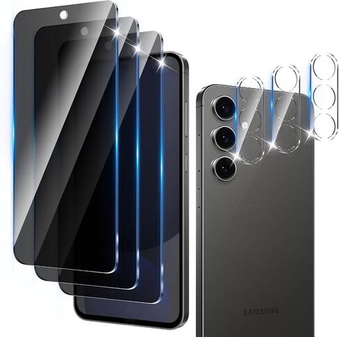 3 Pack Privacy Screen Protector Designed for Samsung Galaxy S24 FE,Full Coverage Anti-Spy Tempered Glass Film,9H Hardness,Anti-Fingerprint,Bubble Free,Easy to Install in Kuwait
