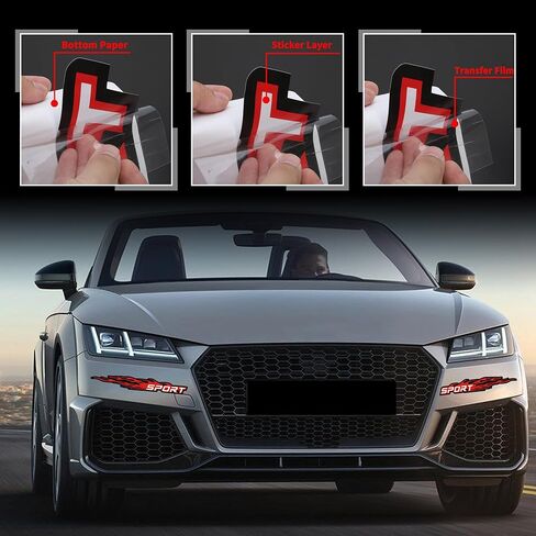 TOMALL 6Pcs Sport Flame Graphics Car Body Side Stickers Flame Racing Sports Stripe Decal for Car Universal Vinyl Self-Adhesive Decal Decoration Accessories for Truck SUV Off-Road Vehicles (Red) in Saudi Arabia