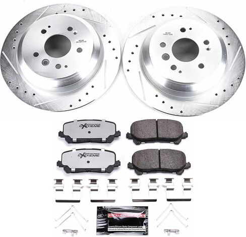 Power Stop K7727-36 Z36 REAT Z36 TRACK & TOR TRACK KIT ، منصات الفرامل الخزفية من ألياف الكربون ، ودوارات الفرامل المحفورة/المحفورة في هوندا جواز سفر ، هوندا بيلوت ، هوندا ريدجلين [موديل محدد] in Saudi Arabia