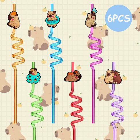 6PCS Easter Decorations Straws, Easter Eggs Bunny Basket Party Favors Straws Crazy Reusable Straws Accessories Decor in Kuwait