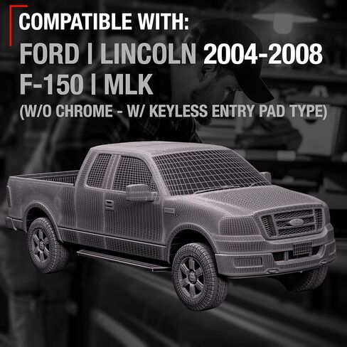 T1A Exterior Front Driver Door Handle Replacement - Compatible with 2004-2008 Ford F-150, 04-08 Ford Lobo, 06-08 Lincoln Mark LT - Textured Black w/Keypad Hole - OEM 9L3Z-1522405-AA in Saudi Arabia
