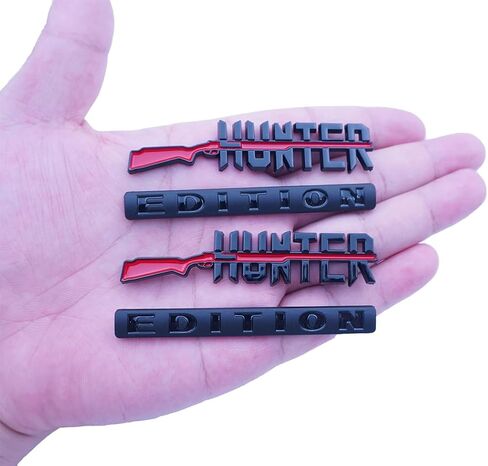 2pc Hunter Edition Emblem 3D Bumper Hood Door Badges Decal Sticker Nameplate Logo for Universal Vehicle, Car, Truck, SUV Motorcycle Accessories Decoration (Chrome Black) in Saudi Arabia