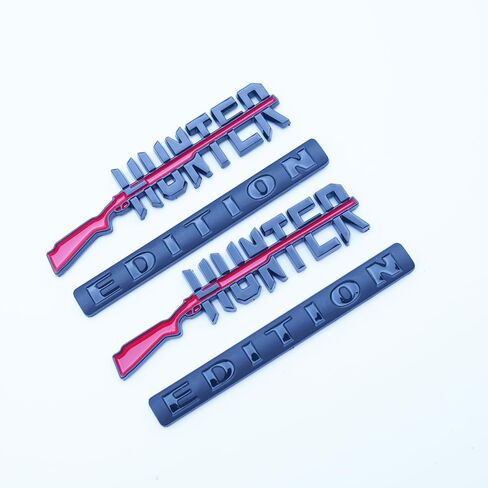 2pc Hunter Edition Emblem 3D Bumper Hood Door Badges Decal Sticker Nameplate Logo for Universal Vehicle, Car, Truck, SUV Motorcycle Accessories Decoration (Chrome Black) in Saudi Arabia