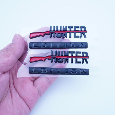 2pc Hunter Edition Emblem 3D Bumper Hood Door Badges Decal Sticker Nameplate Logo for Universal Vehicle, Car, Truck, SUV Motorcycle Accessories Decoration (Chrome Black) in Saudi Arabia