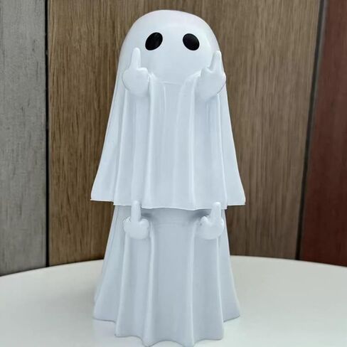 1/2/5PCS Halloween Ghost Figurines - Cute Resin Ghost Statue Decor with Love Heart & Finger, Spooky Home Office Desktop Ornament for Indoor Halloween Decorations C in Saudi Arabia