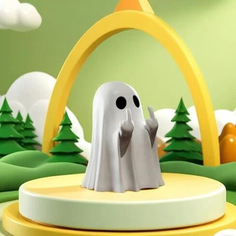 1/2/5PCS Halloween Ghost Figurines - Cute Resin Ghost Statue Decor with Love Heart & Finger, Spooky Home Office Desktop Ornament for Indoor Halloween Decorations C in Saudi Arabia