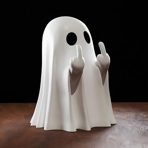 1/2/5PCS Halloween Ghost Figurines - Cute Resin Ghost Statue Decor with Love Heart & Finger, Spooky Home Office Desktop Ornament for Indoor Halloween Decorations C in Saudi Arabia