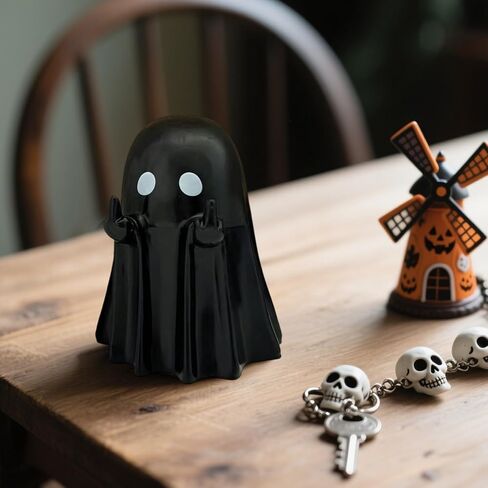 1/2/5PCS Halloween Ghost Figurines - Cute Resin Ghost Statue Decor with Love Heart & Finger, Spooky Home Office Desktop Ornament for Indoor Halloween Decorations C in Saudi Arabia