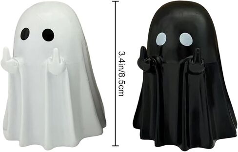 1/2/5PCS Halloween Ghost Figurines - Cute Resin Ghost Statue Decor with Love Heart & Finger, Spooky Home Office Desktop Ornament for Indoor Halloween Decorations C in Saudi Arabia
