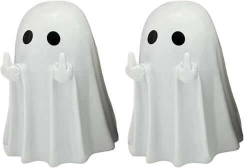 1/2/5PCS Halloween Ghost Figurines - Cute Resin Ghost Statue Decor with Love Heart & Finger, Spooky Home Office Desktop Ornament for Indoor Halloween Decorations C in Saudi Arabia