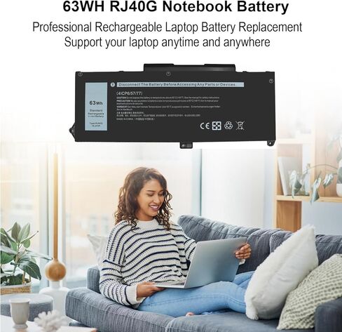 53WH Type H5CKD 15V Laptop Battery for Dell Inspiron 5300 5301 5401 5408 5501 5508, 7306 7506 2-in-1 Silver Series, Vostro 5300 5301 5401 5402 Replacement for P129G P129G002 7T8CD 07T8CD TXD03 in Kuwait