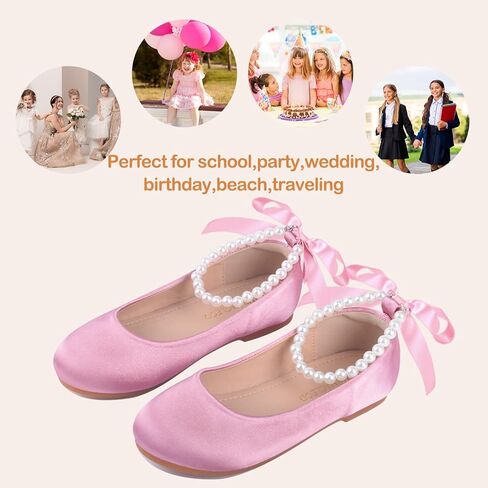 ZGDG Girls Flat Dress Shoes Ballet Shoes,Glitter Mary Jane Flats Wedding Party Ballerinas with Elastic Strap for Little/Big Kid in Kuwait