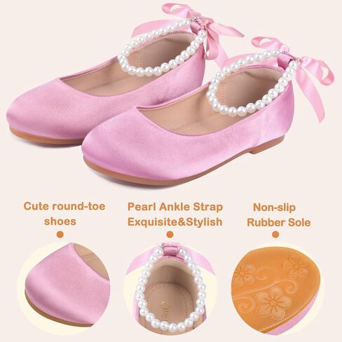 ZGDG Girls Flat Dress Shoes Ballet Shoes,Glitter Mary Jane Flats Wedding Party Ballerinas with Elastic Strap for Little/Big Kid in Kuwait