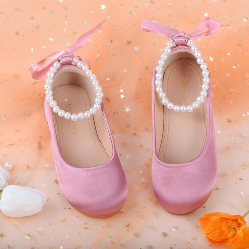 ZGDG Girls Flat Dress Shoes Ballet Shoes,Glitter Mary Jane Flats Wedding Party Ballerinas with Elastic Strap for Little/Big Kid in Kuwait