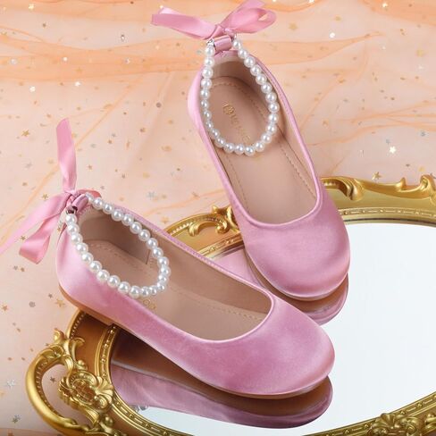 ZGDG Girls Flat Dress Shoes Ballet Shoes,Glitter Mary Jane Flats Wedding Party Ballerinas with Elastic Strap for Little/Big Kid in Kuwait