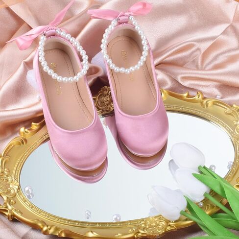 ZGDG Girls Flat Dress Shoes Ballet Shoes,Glitter Mary Jane Flats Wedding Party Ballerinas with Elastic Strap for Little/Big Kid in Kuwait