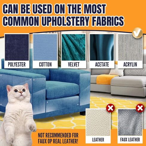 Anti Cat Scratch Furniture Protector-12 Pack Single Side Couch Protector for Cats, Self-Adhesive Cat Tape for Furniture, Clear Cat Scratch Deterrent for Furniture Door Walls in Saudi Arabia