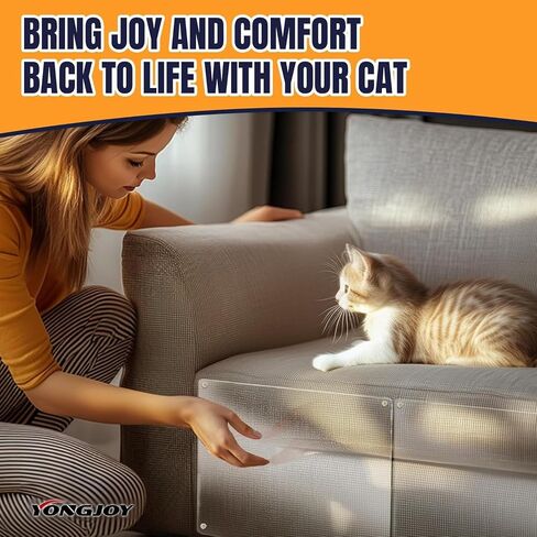 Anti Cat Scratch Furniture Protector-12 Pack Single Side Couch Protector for Cats, Self-Adhesive Cat Tape for Furniture, Clear Cat Scratch Deterrent for Furniture Door Walls in Saudi Arabia