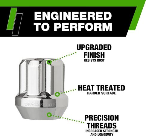 DPAccessories Chrome M14x1.50 Lug Nuts for Aftermarket Wheels - Open End Duplex Spline Tuner - 25mm (1") Tall - Set of 24 - LOS2B8HC-CH04024 in Saudi Arabia