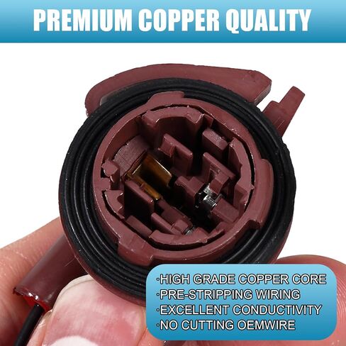3156 3157 Pre-Wired Harness Sockets, Tail Light Socket Plug Adapter, LED Bulb Socket Adapter Pigtail Connector, Fits for Turn Signal Bulb Brake/Tail Light/DRL Lamp (2PCS) in Kuwait